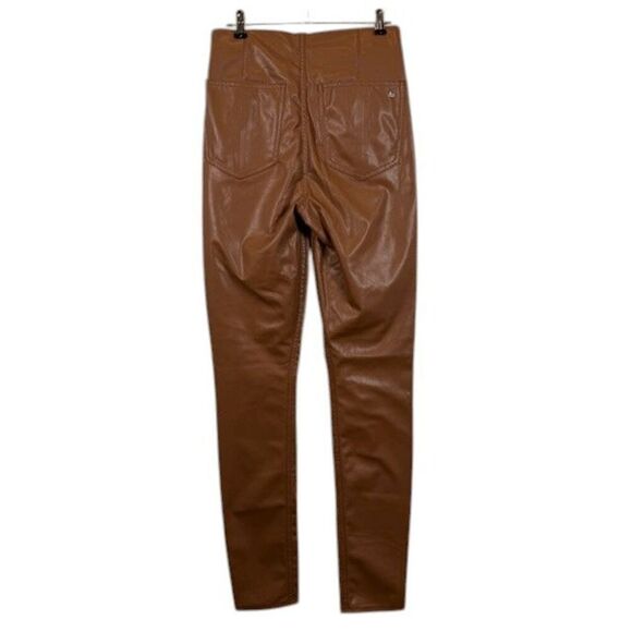 NWT Rag & Bone Nina Faux Leather Pull on Skinny Pants in Cognac Brown Size Small - Picture 5 of 14